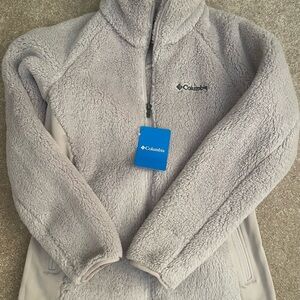 Columbia Light Gray Sherpa Fleece Jacket